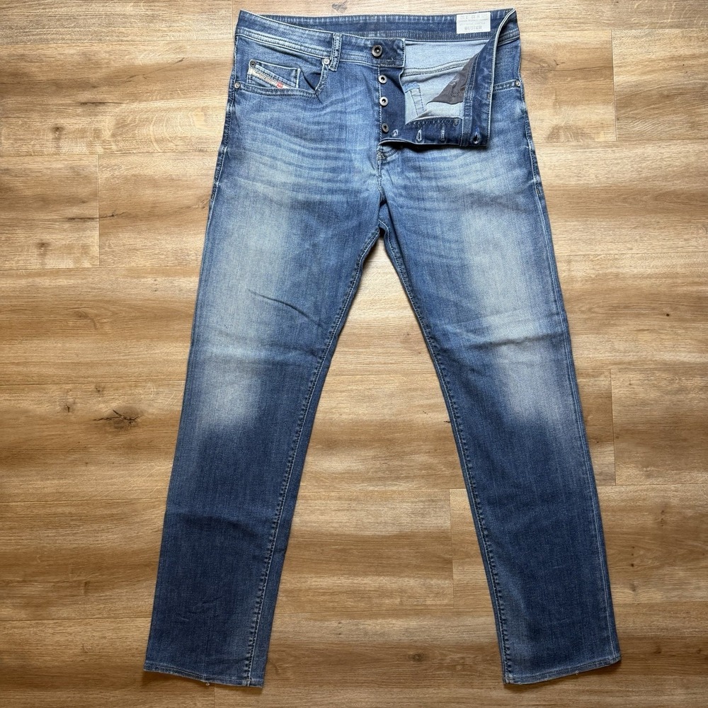 Diesel Buster Jeans Mens 34x32 Blue Slim Tapered Stretch Denim 0839H (Tagged 32)